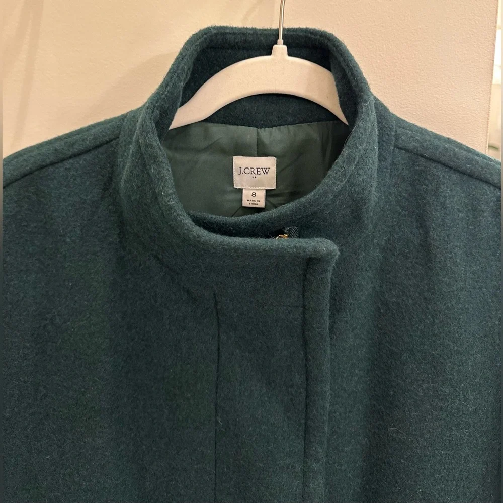 J. Crew NWT Green Wool Blend City Coat Size 8